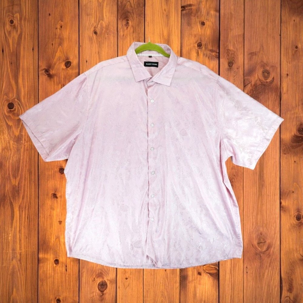 Barry‎ Wang Pink Paisley Men's Button Up Shirt Size 3XL